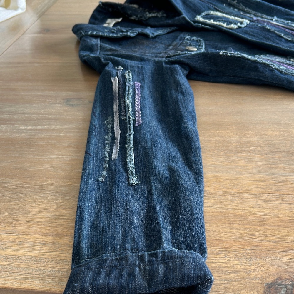 Chico’s Patchwork Embellished Denim Jacket Size 0… - image 3
